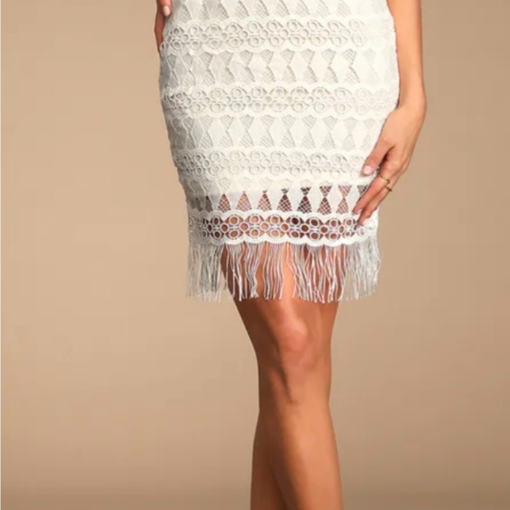 Lulus Kenna White Lace Fringe Midi Dress - Size XL NWT - Picture 4 of 16